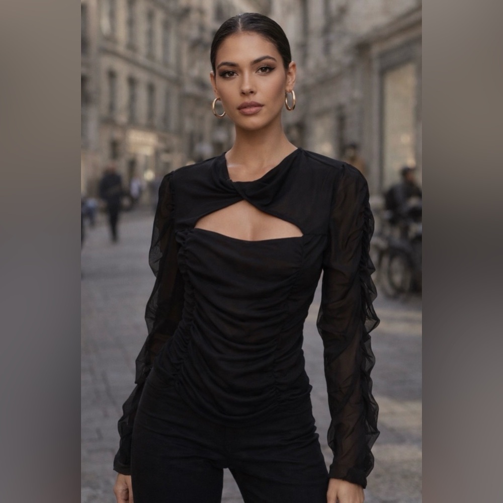 Elegant Black Ruched Top